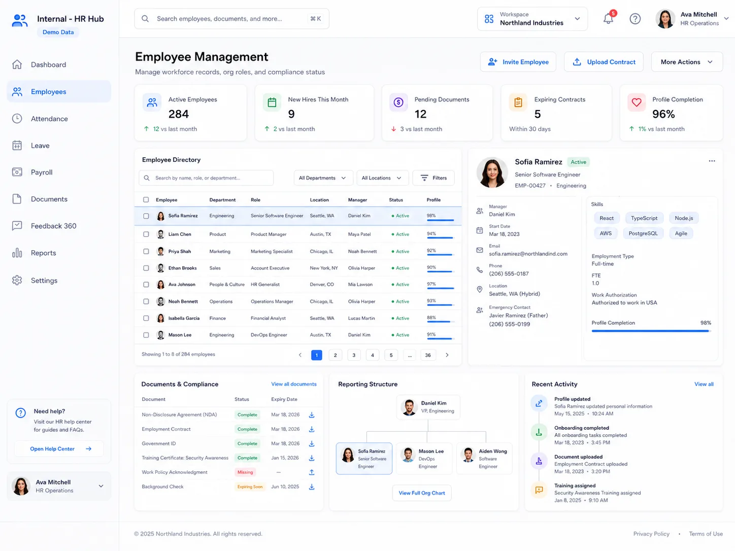 HR Hub screen 2