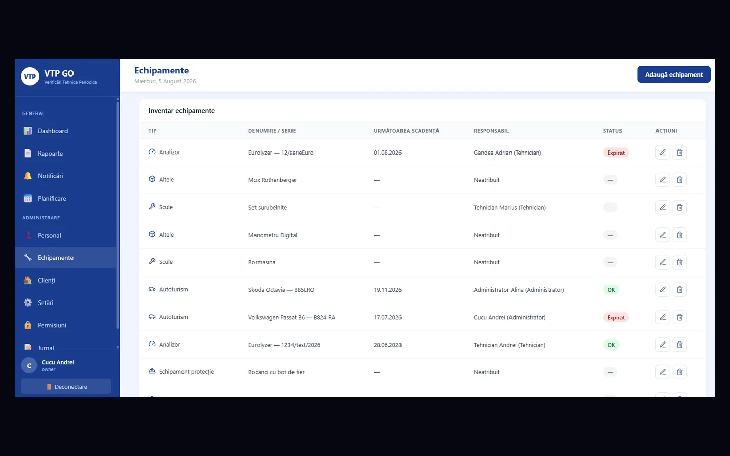 VTP GO — Expiry alerts